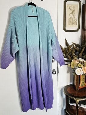 Free People Ombré Duster Cardigan Come Together Long Boho Statement Knit